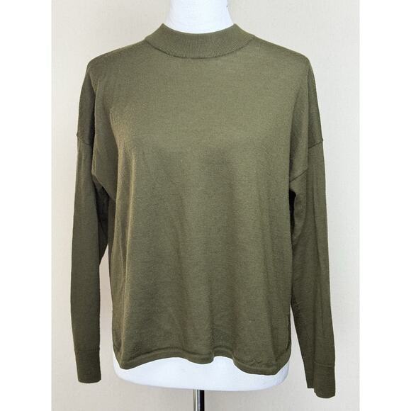Madewell Sweaters - Madewell 100% Merino Wool Sweater Women's Size M Green Lightweight 3/4 Sleeve